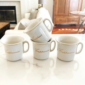 GOLD RIMMED CAPPUCCINO Made In Italy ACF Cups Mugs Ceramic Pottery Set o…